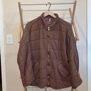 Free People Quilted Dolman-Sleeve Jacket - Brown, Size Medium